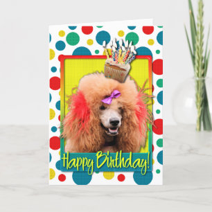 Birthday Cupcake - Poodle - Red Karte