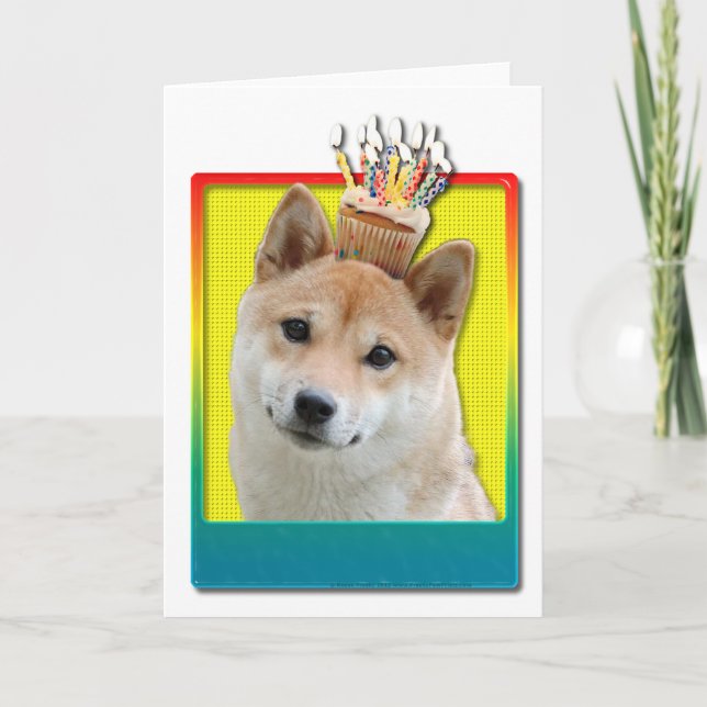 Birthday Cupcake - Shiba Inu Karte (Vorderseite)