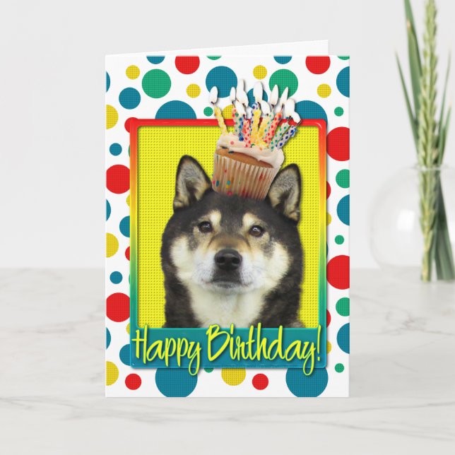 Birthday Cupcake - Shiba Inu - Yasha Karte (Vorderseite)