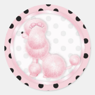 Birthday Cupcake Toppers Stickers Pink Poodle