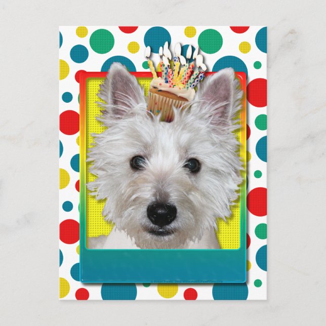 Birthday Cupcake - Westie - Tank Postkarte (Vorderseite)