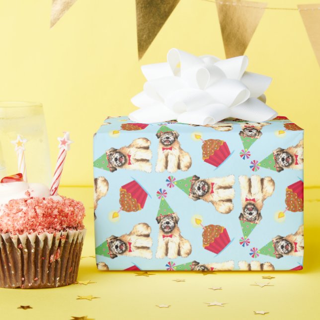 Birthday Cupcake Wheaten Terrier Wrapping Paper Geschenkpapier (Geburtstagsparty)