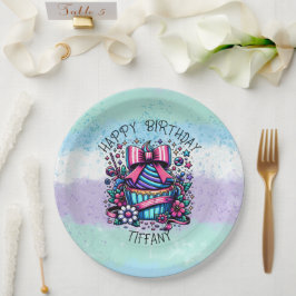 Birthday Cupcake Whimsical Personalisiert Pappteller