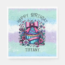 Birthday Cupcake Whimsical Personalisiert Serviette