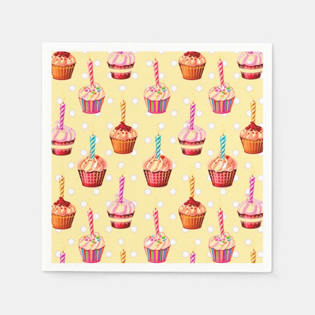 Birthday Cupcakes and Polka Dot Serviette (Vorderseite)