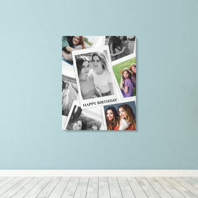 Birthday Custom Photo Collage Foam Board Leinwanddruck (Insitu (Holzboden))