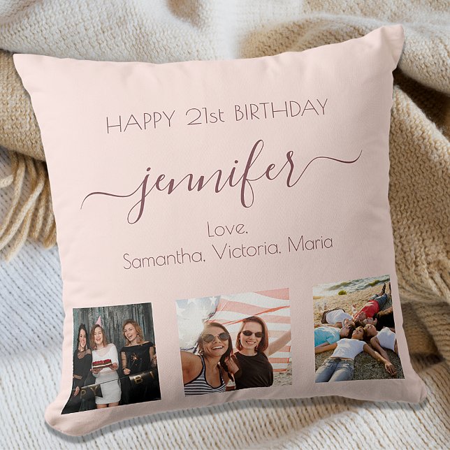 Birthday custom photo rose gold blush pink friends kissen (Von Creator hochgeladen)