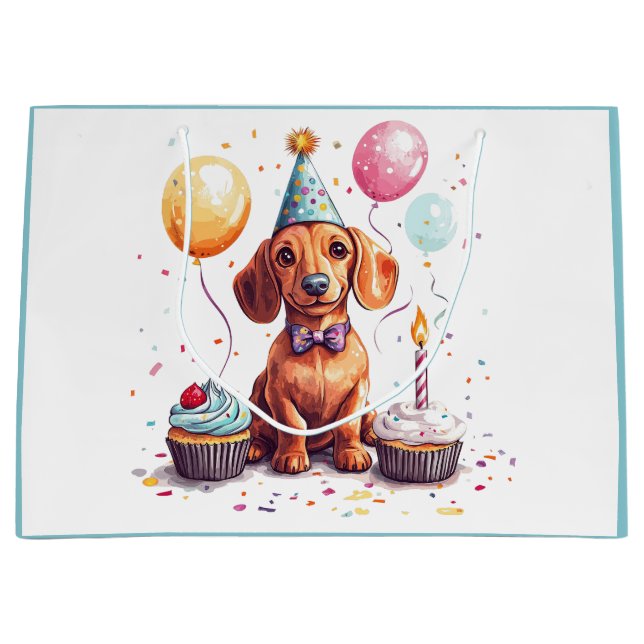 Birthday Dachshund Dogs Große Geschenktüte (Vorderseite)