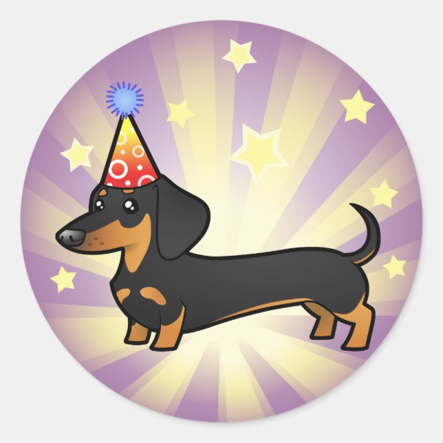 Birthday Dachshund (smooth coat) Runder Aufkleber (Vorderseite)