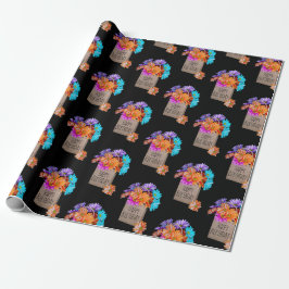 Birthday Daisy Bouquet auf schwarz Geschenkpapier