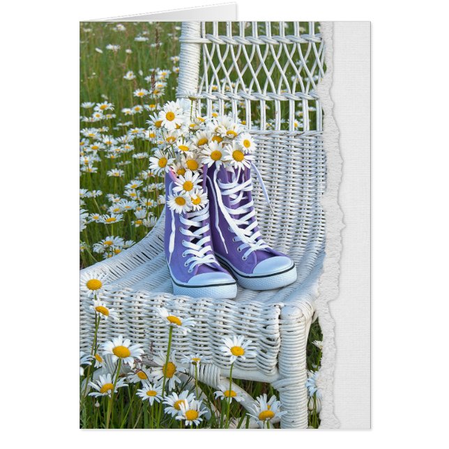 Birthday Daisy Bouquet in Lila Sneakers (Vorne)