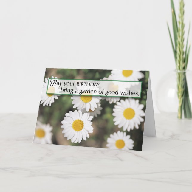 Birthday Daisy Garden Karte (Vorderseite)