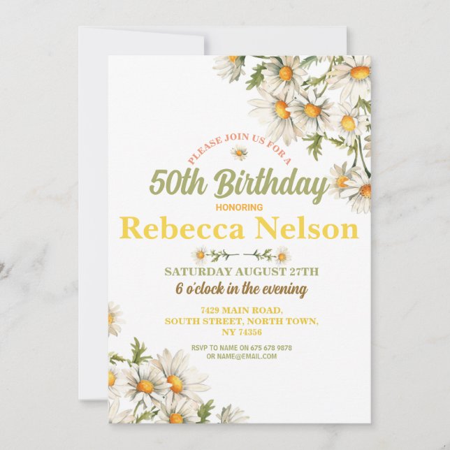 Birthday Daisy Party laden jedes Alter Floral ein Einladung (Vorderseite)