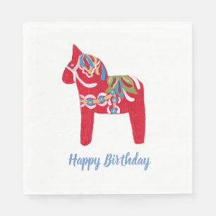 Birthday Dala Horse Serviette