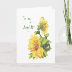 Birthday Daughter Aquarell Sonnenblumen, Blumen Karte