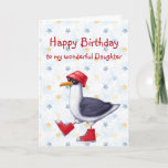 Birthday Daughter Fun Niedlich Seagull Bird Card Karte<br><div class="desc">Happy Birthday wunderbare Tochter oder Niedliche Seagull Rot Stiefel und Hut Tier Spaß Funny anpassen</div>