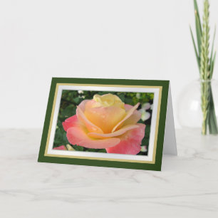Birthday.Daughter.Yellow-pinkish Rose mit Tau Karte