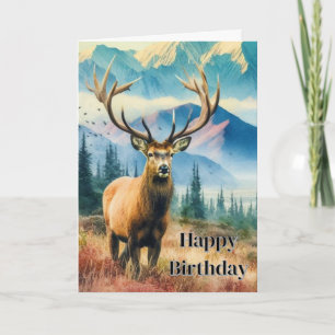 Birthday Deer mit Antlers Gruß Karte