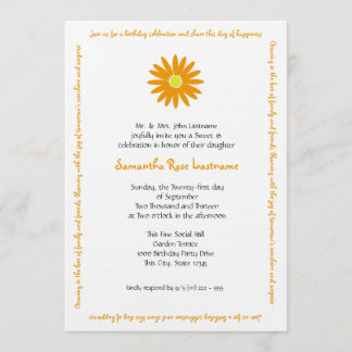Birthday Delightful Daisy Message Sweet 16 Einladung