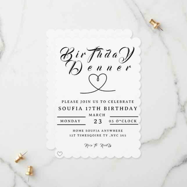 Birthday Dinner Invitation, Editable Birthday Dinn Save The Date (Vorderseite/Rückseite Beispiel)