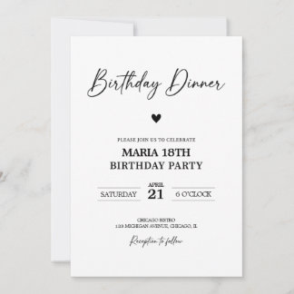 Birthday Dinner Invitation for Adults Editable Einladung