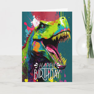 Birthday Dinosaur Blue kids Jurassic Card Karte