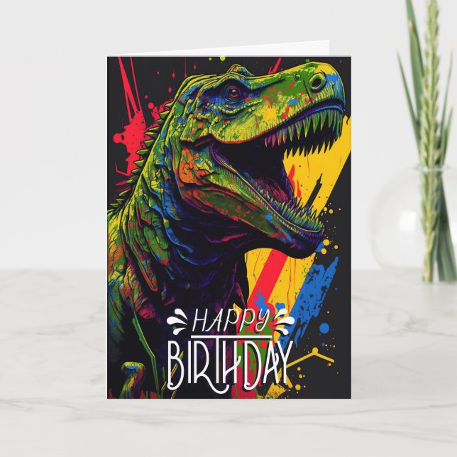 Birthday Dinosaur Green Cool Jurassic Card Karte (Vorderseite)