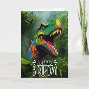 Birthday Dinosaur Green Jungle Cool Jurassic Card Karte