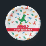 Birthday Dinosaur T Rex Colorful Jurassic Kid Name Pappteller<br><div class="desc">Dinosaurier Muster-Design,  bereit,  mit dem Namen Ihres Kindes zu personalisieren! Machen wir ein Jurassisches Party!</div>