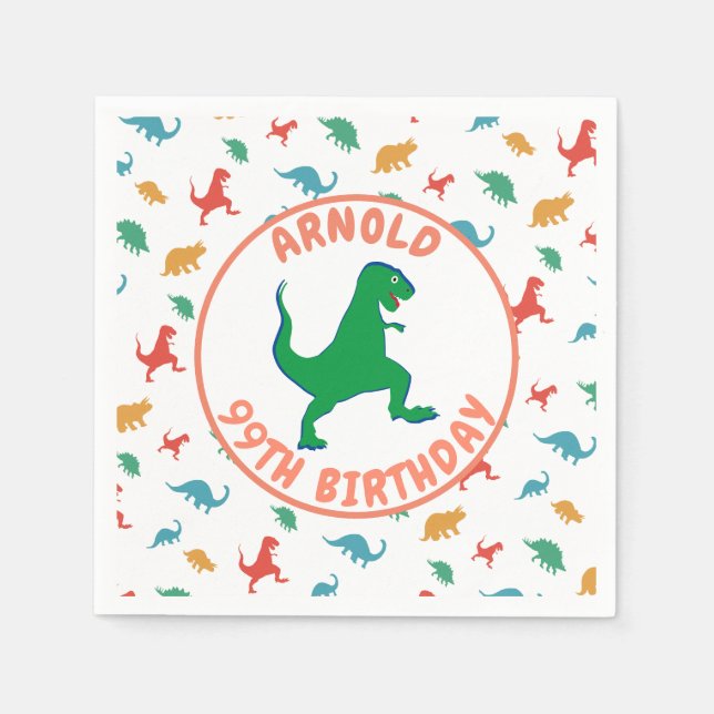 Birthday Dinosaur T Rex Kids Jurassic Prehistorisc Serviette (Vorderseite)
