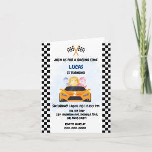 Birthday Dinosaurier Rennfahrer Red Racing Childre Einladung