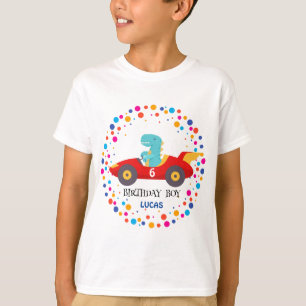 Birthday Dinosaurier Rennfahrer Red Racing Kind Na T-Shirt