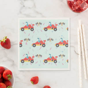 Birthday Dinosaurier Rennwagen Red Racing Junge Na Serviette