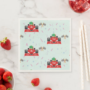 Birthday Dinosaurier Rennwagen Red Racing Junge Na Serviette