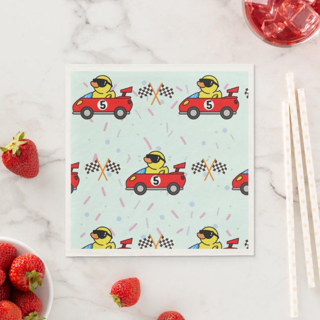 Birthday Dinosaurier Rennwagen Red Racing Junge Na Serviette (Beispiel)