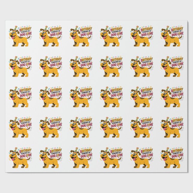 Birthday Dog Love Party Illustration Geschenkpapier (Flach)