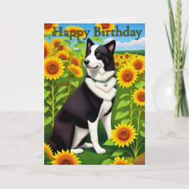Birthday Dog with Sunflower Karte