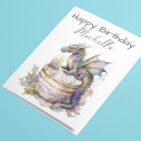 Birthday Dragon Cake Personalisiert Watercolor