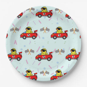Birthday Duck Rennwagen Red Racing Junge Name Pappteller