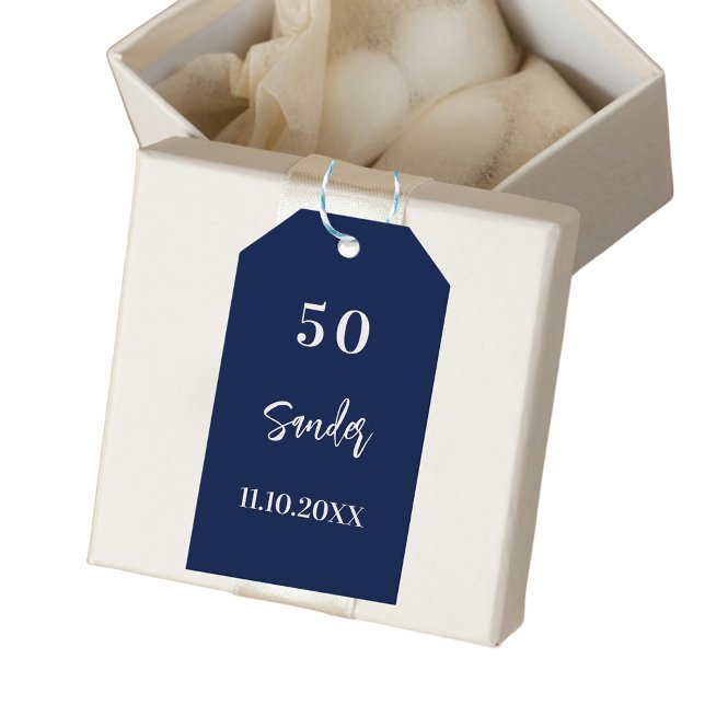 Birthday dunkelblaue Skript vielen Dank Geschenkanhänger (Von Creator hochgeladen)