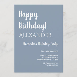 Birthday Dusty Blue Happy Birthday Einladung
