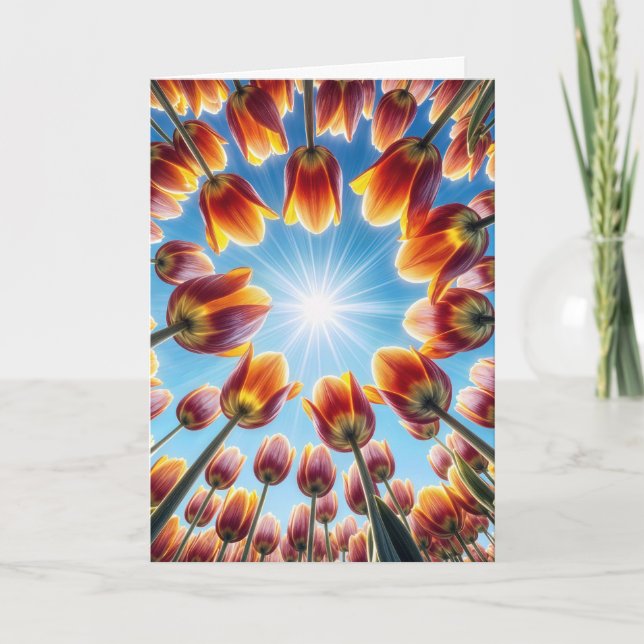 Birthday Dutch Tulip Garden Karte (Vorderseite)