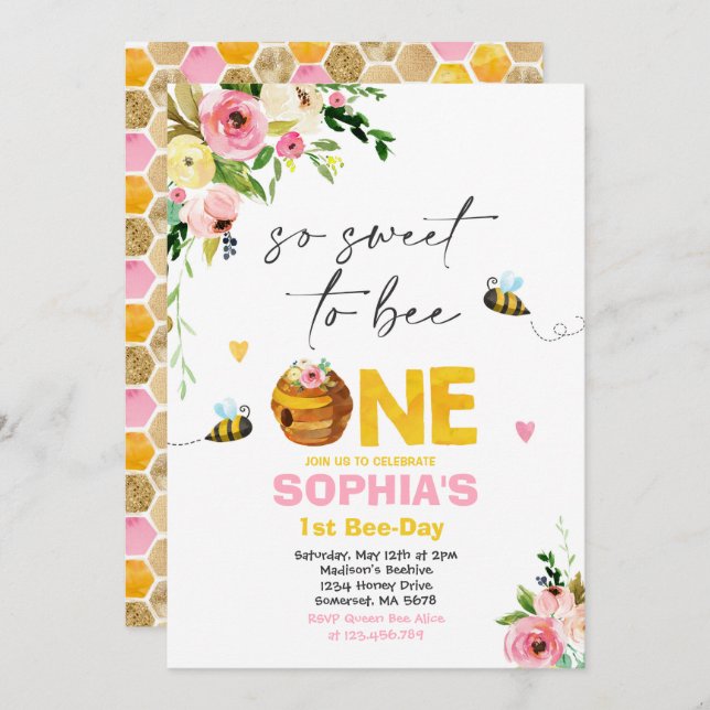 Birthday Einladung Honey Bee Birthday Party (Vorne/Hinten)