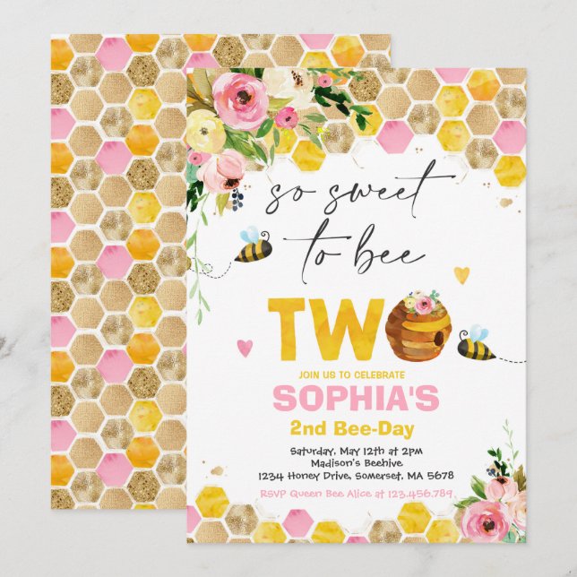 Birthday Einladung Honey Bee Birthday Party (Vorne/Hinten)