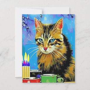 Birthday Einladung Katze Illustrationskarte