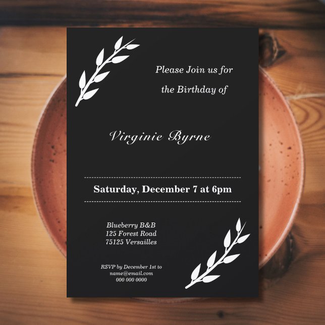 Birthday Einladung mit Ornamenten (Black & White Birthday Invitation with ornaments)