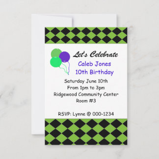 Birthday Einladung von Black and Green Diamond