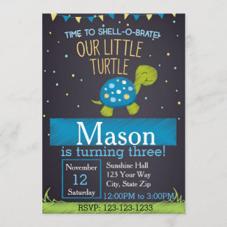 Birthday-Einladung von Schildkröte (blau) Einladung