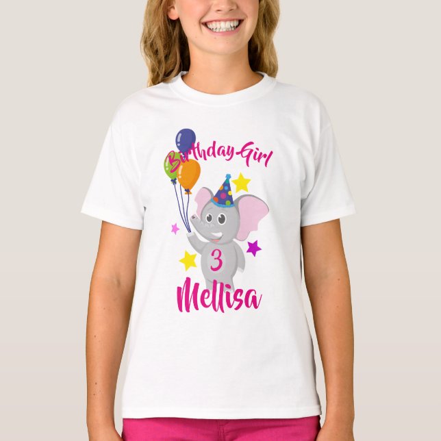 Birthday Elefant hält Ballons T-Shirt (Vorderseite)
