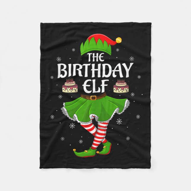 Birthday Elf Christmas Family Girls Women Elf Squa Fleecedecke (Vorderseite)